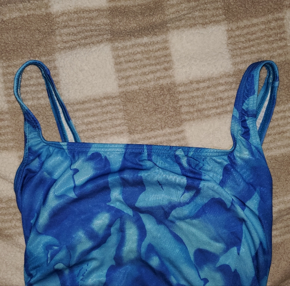 5 for $25 | Vintage Speedo Abstract Blue One Piece Swimsuit - Picture 2 of 16
